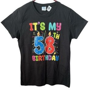 Port&Co “My 58th Birthday” Black Medium Short Sleeves TShirt Brand New